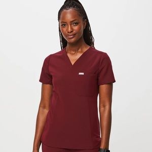 Catarina One-Pocket Scrub Top and Yola Skinny Scrub Pants- Burgundy